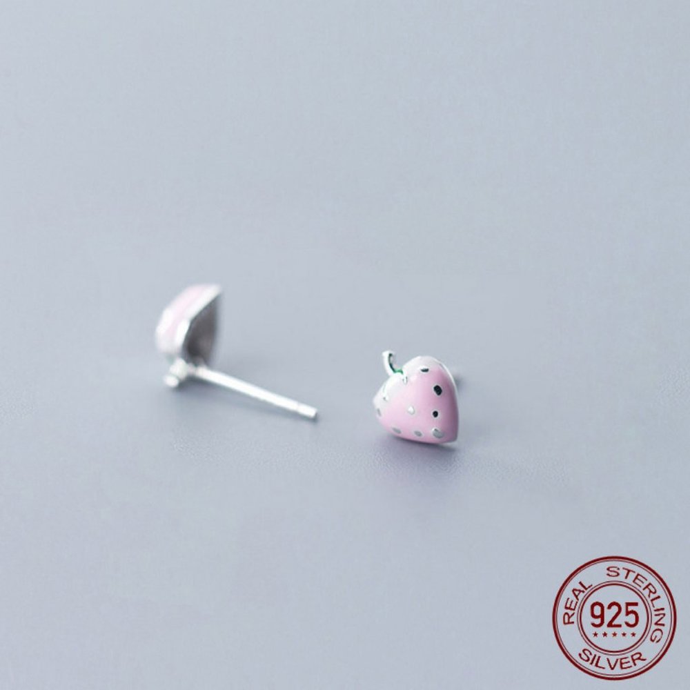 Pink Strawberry Earrings - Picture 6 of 8